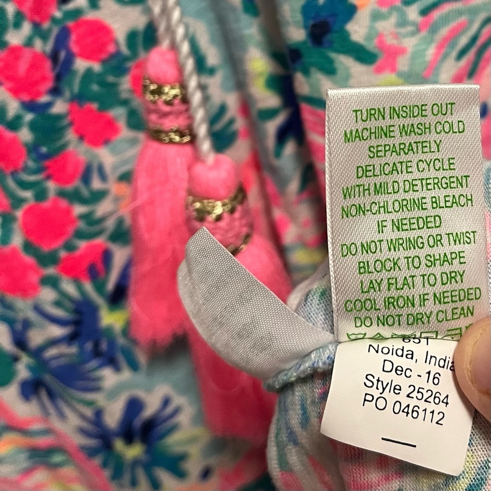 Lilly Pulitzer Del Lago Serene Gypsea Mini Dress Beachy Tassels Fish Sea Size M - Picture 6 of 8